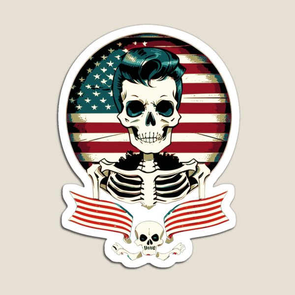 Artikelvorschau, Lustiges Retro-Patriotisches Rockabilly-Skelett entworfen und verkauft von gobblegum.