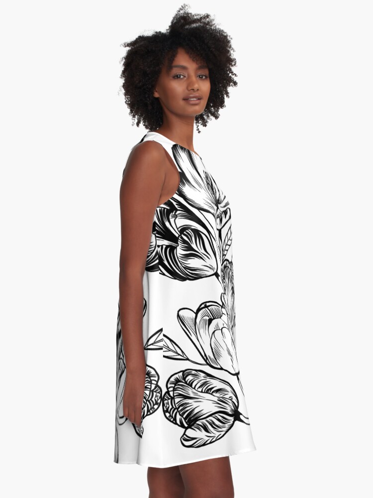 Alternate view of Graphic Botanicals A-Line Dress