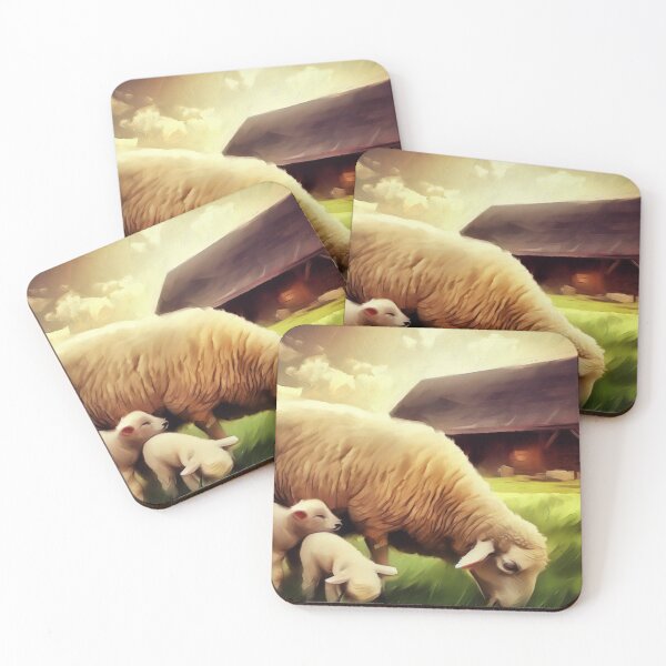 Item preview, Sheep with lambs illustration designed and sold by Witty-Kids.
