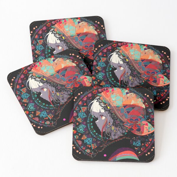 Item preview, Psychedelic Enigma: Anime Girl in Colorful Hat - Gothic Patchwork Illustration designed and sold by Newborninfant.