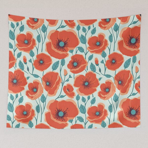 Item preview, Red poppies pattern designed and sold by enipra.