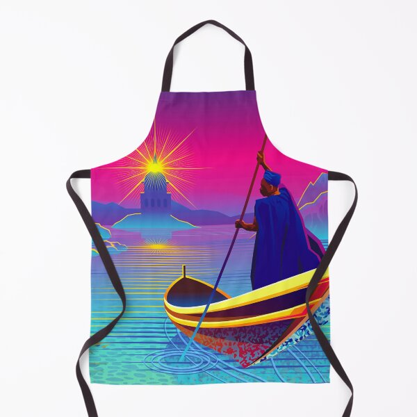 Aperçu de l'œuvre Homme ramant un canot jusqu'à un phare - Illustré créée et vendue par Vector-Artist.