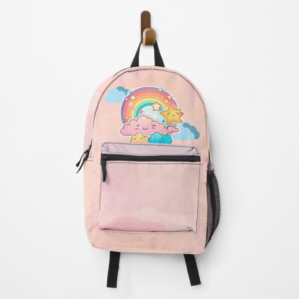 Item preview, Happy rainbow and clouds on a pink sky in kawaii style. designed and sold by Dulf.