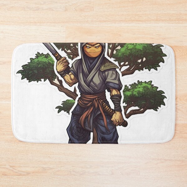 Item preview, A ninja stands with a machete near a banzai tree. designed and sold by abmkf.