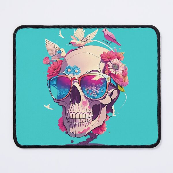 Item preview, Flowery Aesthetic Skull with Glasses designed and sold by HuskyTopia.
