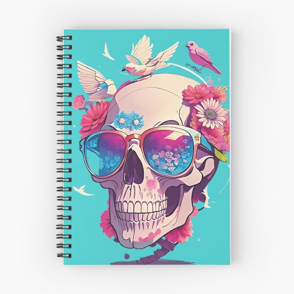 Item preview, Flowery Aesthetic Skull with Glasses designed and sold by HuskyTopia.