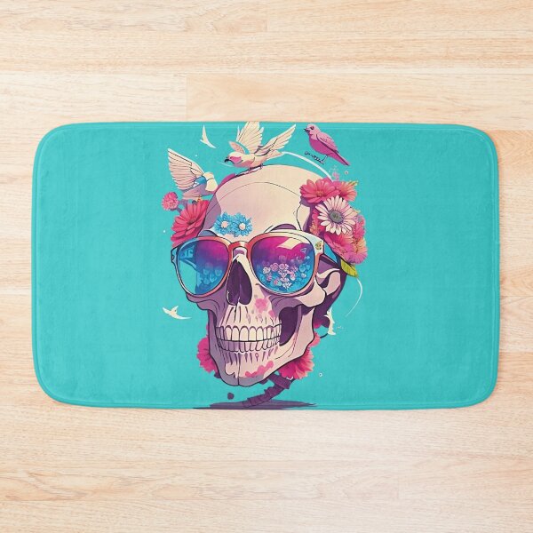 Item preview, Flowery Aesthetic Skull with Glasses designed and sold by HuskyTopia.