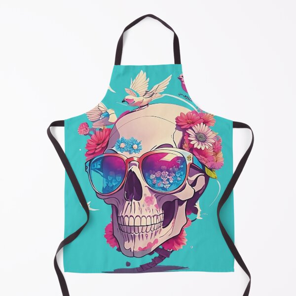 Item preview, Flowery Aesthetic Skull with Glasses designed and sold by HuskyTopia.