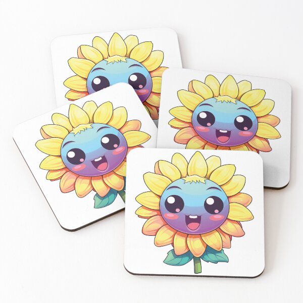 Aperçu de l'œuvre Cute and Cheerful Kawaii Sunflower | Smiling Blooming Delight créée et vendue par PopPopGfx.