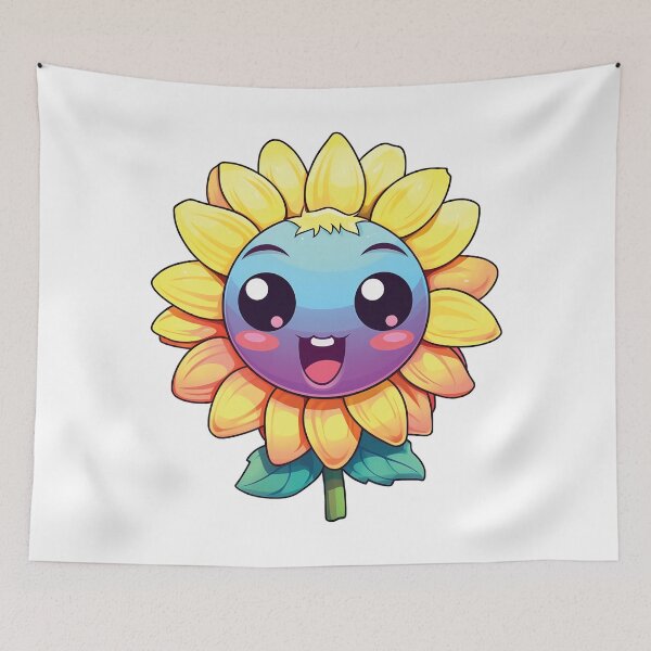 Aperçu de l'œuvre Cute and Cheerful Kawaii Sunflower | Smiling Blooming Delight créée et vendue par PopPopGfx.