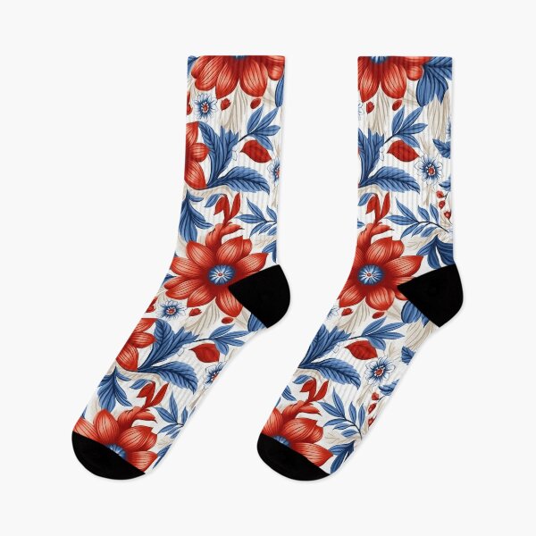 Item preview, Red White Blue Flowers Pattern designed and sold by LilyBell6.