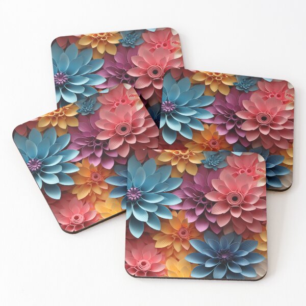 Item preview,  "Exploring Three-Dimensional Harmony: Pink and White Flowers Blossom in the Garden of Imagination" designed and sold by SBD-Shop.