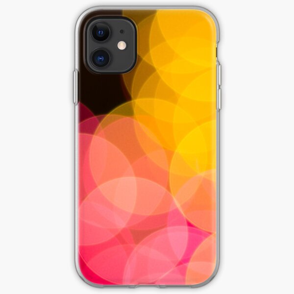 Bokeh abstract pink yellow circles iPhone Soft Case