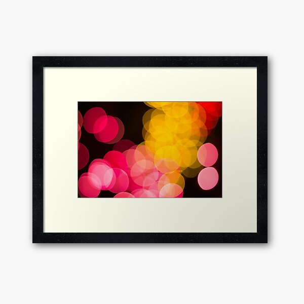 Bokeh abstract pink yellow circles Framed Art Print
