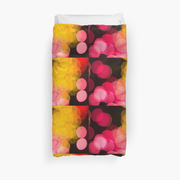 Bokeh abstract pink yellow circles Duvet Cover