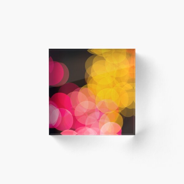 Bokeh abstract pink yellow circles Acrylic Block