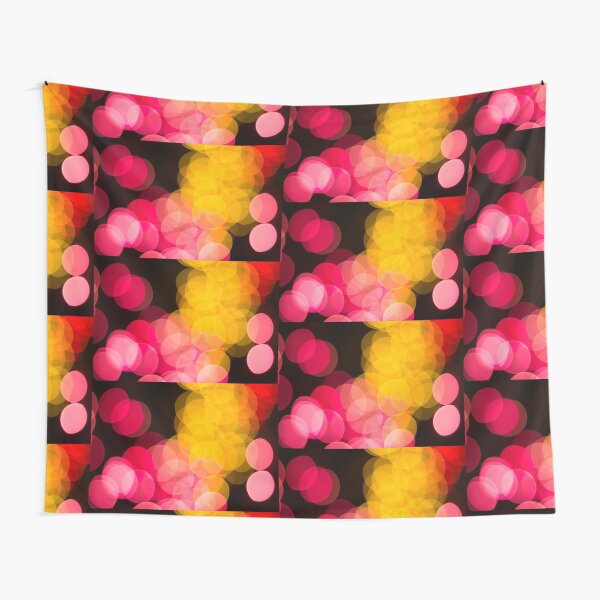 Bokeh abstract pink yellow circles Tapestry
