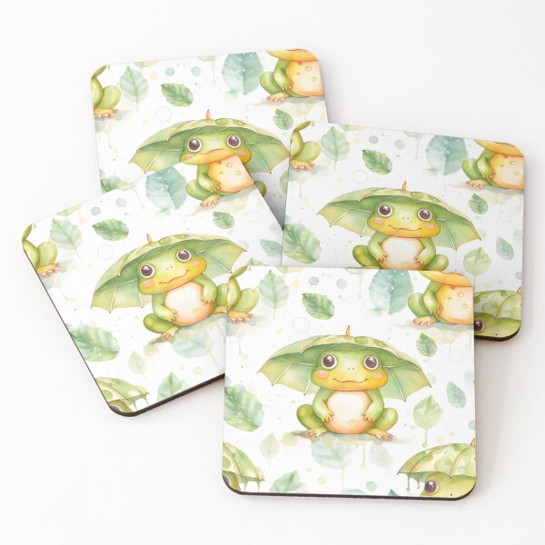 Item preview, Watercolor Cute Frog Seamless Pattern: Artistic Wildlife Design designed and sold by EnchantedPixel3.