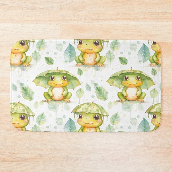 Item preview, Watercolor Cute Frog Seamless Pattern: Artistic Wildlife Design designed and sold by EnchantedPixel3.