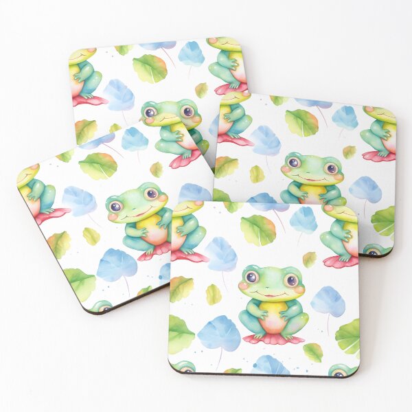 Item preview, Watercolor Cute Frog Seamless Pattern: Artistic Wildlife Design designed and sold by EnchantedPixel3.