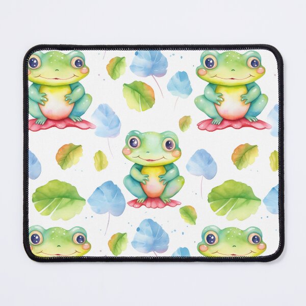 Item preview, Watercolor Cute Frog Seamless Pattern: Artistic Wildlife Design designed and sold by EnchantedPixel3.