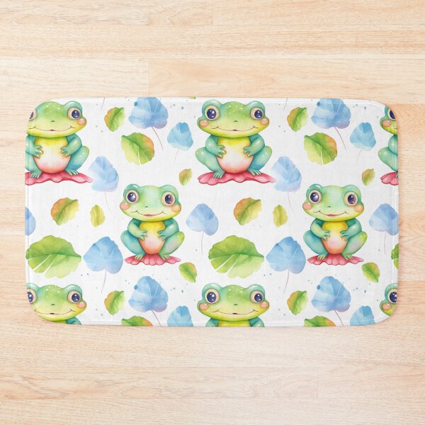 Item preview, Watercolor Cute Frog Seamless Pattern: Artistic Wildlife Design designed and sold by EnchantedPixel3.