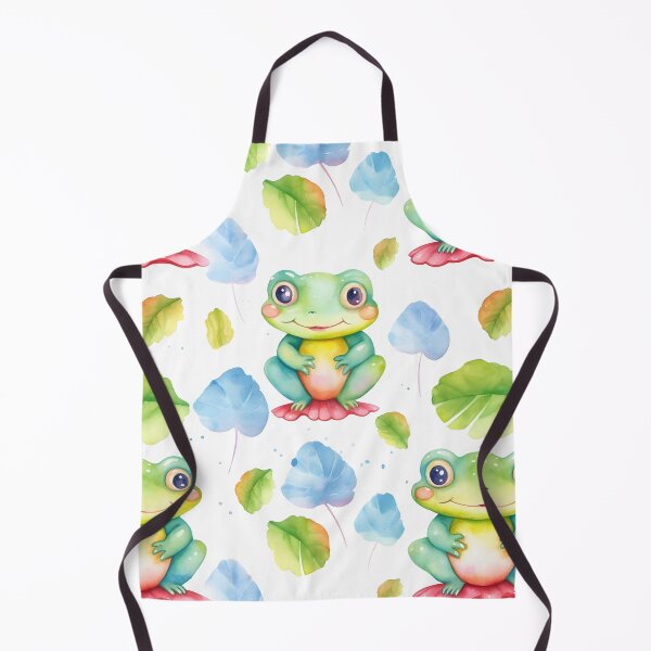 Item preview, Watercolor Cute Frog Seamless Pattern: Artistic Wildlife Design designed and sold by EnchantedPixel3.