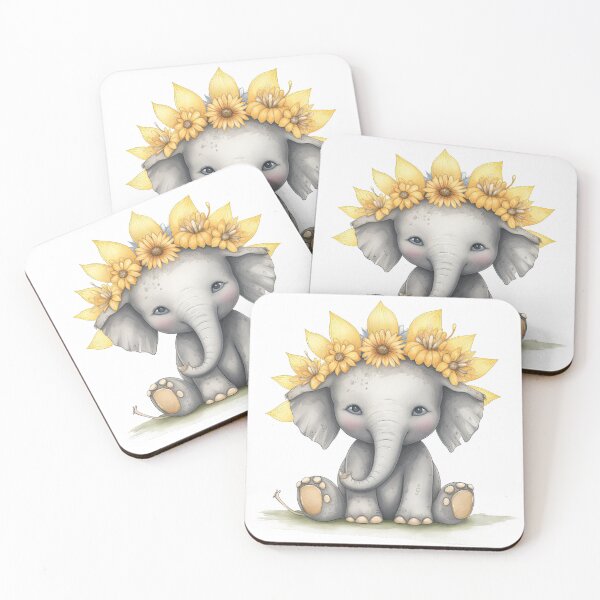 Item preview, Sunflower Baby Elephant designed and sold by PreciousPaperie.