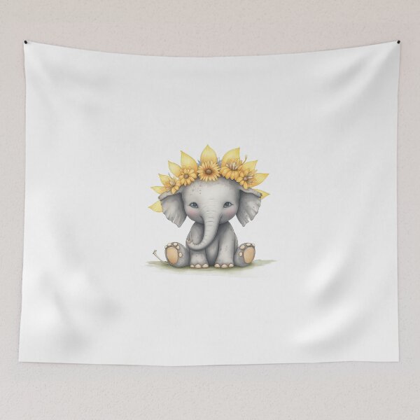 Item preview, Sunflower Baby Elephant designed and sold by PreciousPaperie.
