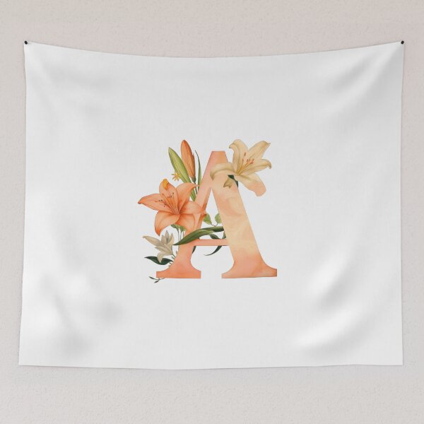 Item preview, Botanical Monogram Letter A with Orange Lilies designed and sold by PreciousPaperie.