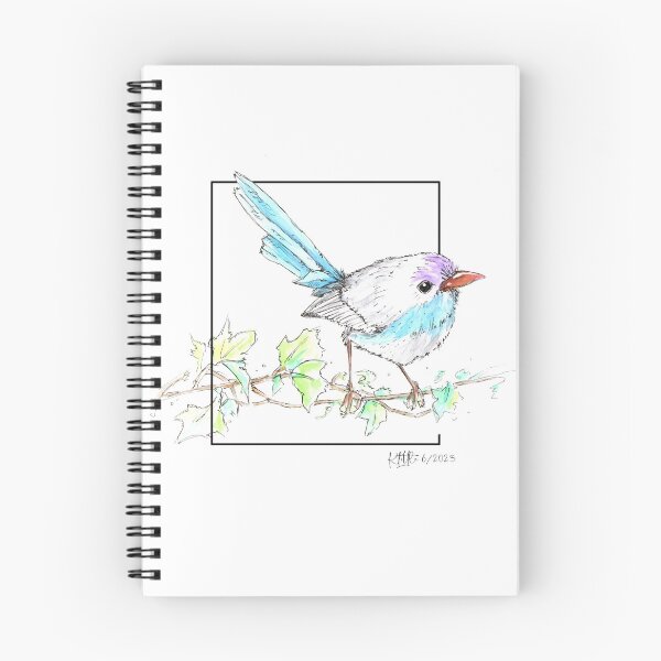 Item preview, Small purple and blue bird chirping on a grape vine designed and sold by Littleviews.