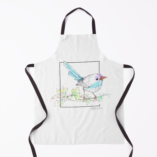 Item preview, Small purple and blue bird chirping on a grape vine designed and sold by Littleviews.