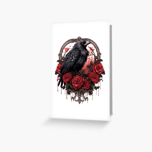 Item preview, Goth Raven Surrounded by Roses designed and sold by lortilo.