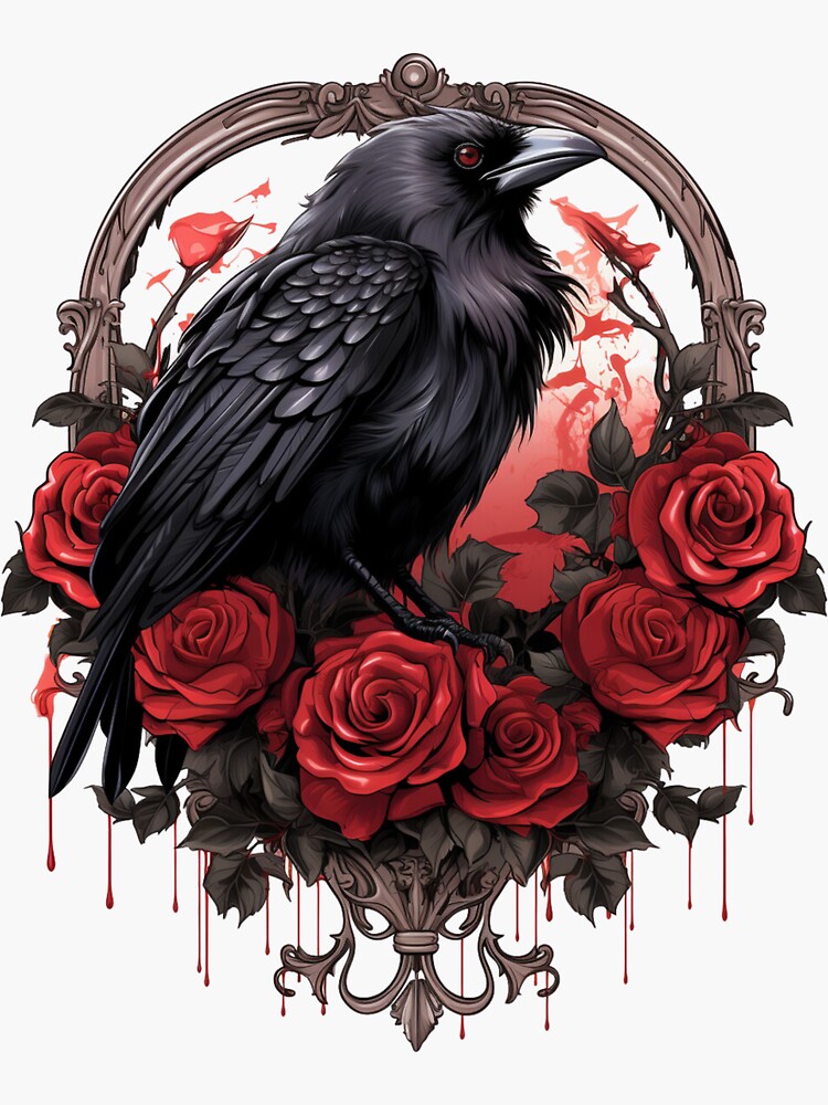 Neo Traditional Raven and Roses Tattoo Design – Tattoos Wizard Designs