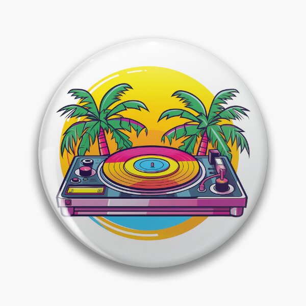 Artikelvorschau, Playful Kawaii Turntable on a Tropical Paradise | Lively Vibes | Music Lover Delight entworfen und verkauft von PopPopGfx.
