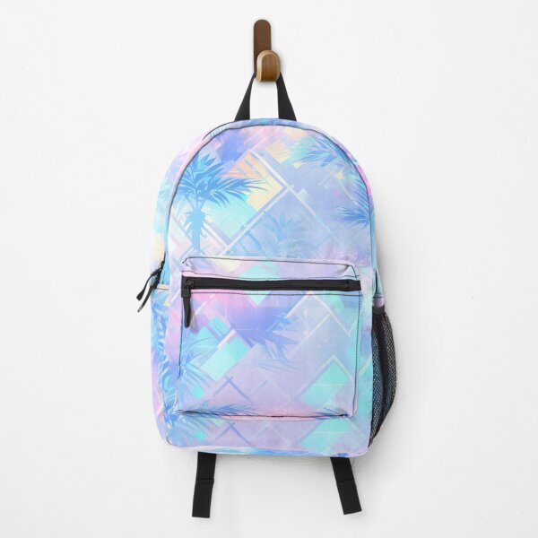 Item preview, Holographic Haven: Blue and Pink Palm Trees Artwork designed and sold by Cosmic-Canvases.