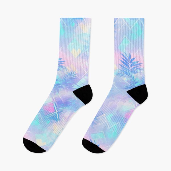 Item preview, Holographic Haven: Blue and Pink Palm Trees Artwork designed and sold by Cosmic-Canvases.