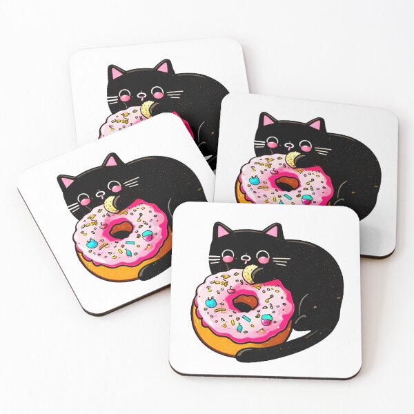 Item preview, Cute Cat Eating Donut designed and sold by khachiche.