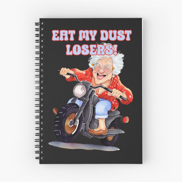 Item preview, Eat My Dust Losers! Funny, Cute, Wild Granny Having a Great Time on a Motorcycle designed and sold by JoyOfHopeStore.
