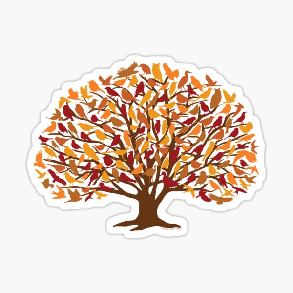 Oak Woodland Birds Fall Autumn Tree Art Sticker
