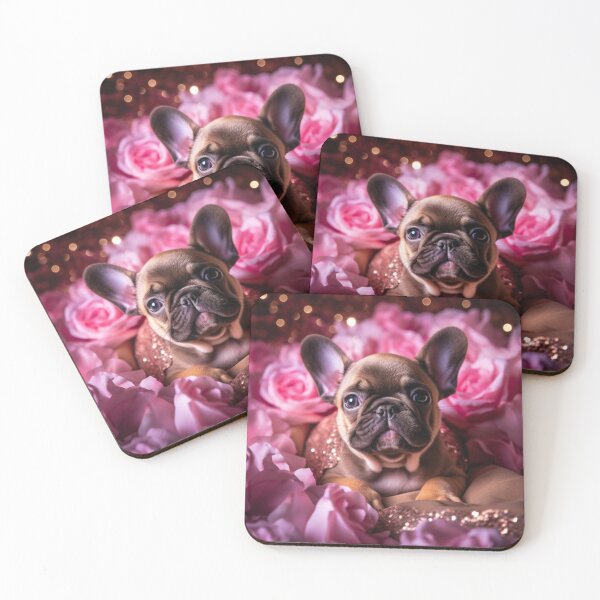 Item preview, French Bulldog And Roses designed and sold by Nocturne  Paws.