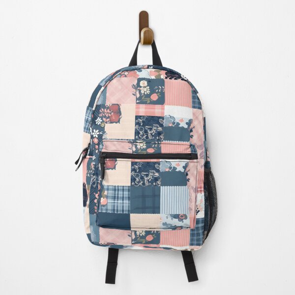 Item preview, Denim Blossom: Pink Floral Denim Patchwork designed and sold by Cosmic-Canvases.