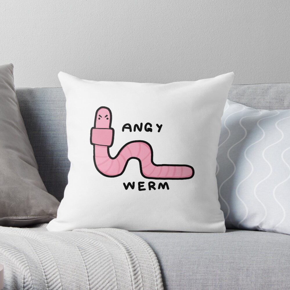 Angy werm Throw Pillow for Sale by Prozacbaddie | Redbubble