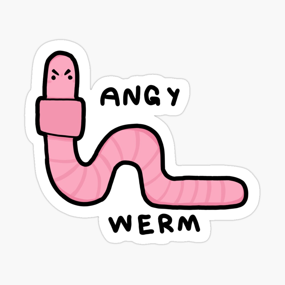 Angy werm Sticker for Sale by Prozacbaddie | Redbubble