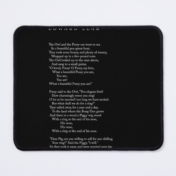Item preview, The Owl And The Pussy-Cat - Edward Lear Poem - Literature - Typography Print 2 - Black designed and sold by Studio Grafiikka.