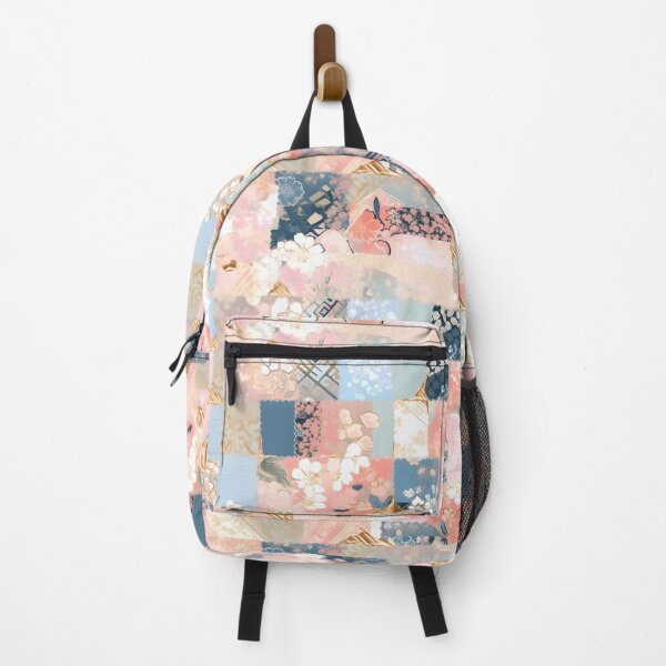 Artikelvorschau, Blossom Quilt: Pink and Blue Floral Patchwork entworfen und verkauft von Cosmic-Canvases.