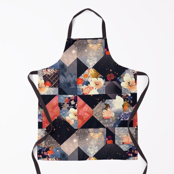 Artikelvorschau, Stellar Blooms: Red, Blue, Black Galaxy Floral Patchwork entworfen und verkauft von Cosmic-Canvases.