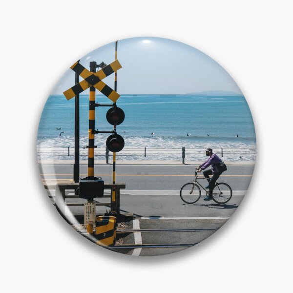 Item preview, Cyclist Riding Coastline Alongside Railway on a Summers Day  designed and sold by JonesyDave.