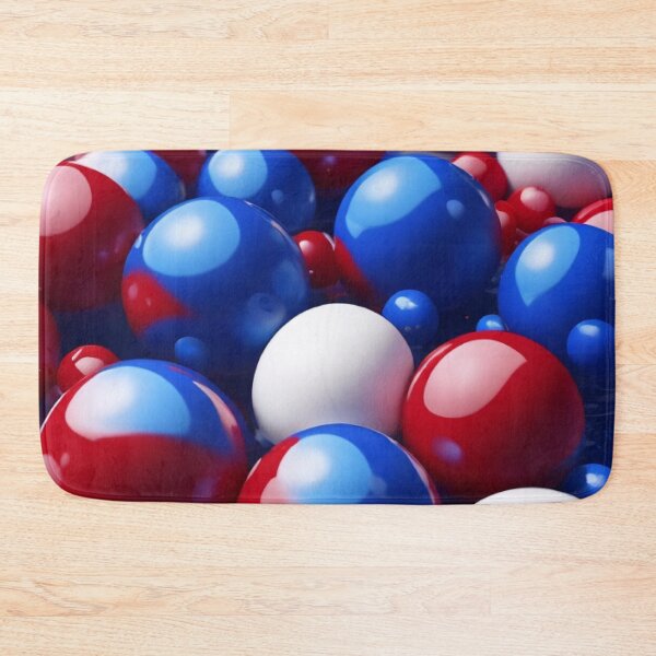 Item preview, Poolside Celebration - Red, White, and Blue Floating Balls Art Print, A Vibrant Water Wonderland designed and sold by Dubage603.