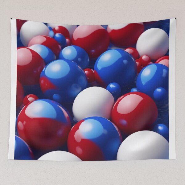 Artikelvorschau, Feier am Pool – Roter, weißer und blauer schwimmender Ball-Kunstdruck, ein lebendiges Wasserwunderland entworfen und verkauft von Dubage603.